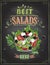 Best salads here, chalkboard menu with greek salad