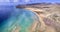 Best scenic beaches of Fuerteventura island - Sotavento. Canaries, aerial drone view