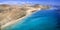 Best scenic beaches of Fuerteventura island - Sotavento. Canaries, aerial drone view