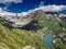 The best scenic view to the valley under the highest Austrian mountain Grossglockner.