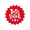 Best Seller text red round label. Bestseller word. Hand drawn lettering design element