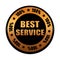 Best service 100 percentages in golden black circle label