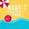 Best summer sale banner on colorful background. Vector eps 10 format