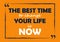 The best time to change your life is now Inspirational quote Business card