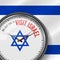 The Best Time for Visit Israel. White Vector Clock with Slogan. Israeli Flag Background. Analog Watch. Star of David