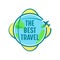 The Best Travel Icon with Airplane Flying over Earth Globe. Label or Emblem for Traveling Agency or Mobile Phone App