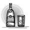 Best whiskey bottles and cups drawn