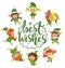 Best Wishes Greeting Card with Elves Xmas Holidays