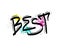 Best, word in graffiti style with color splash