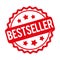 Bestseller rubber stamp award vector red on a white background.