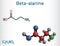 Beta-alanine or Î²-Alanine molecule. It is naturally occurring beta amino acid. Structural chemical formula and molecule model