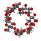 Beta-cyclodextrin molecule. Used in pharmaceuticals, food, deodorizing products, etc. Composed of glucose molecules