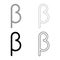 Beta greek symbol small letter lowercase font icon outline set black grey color vector illustration flat style image