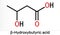 Beta-Hydroxybutyric acid, 3-hydroxybutyric acid molecule. It is beta hydroxy acid, is precursor to polyesters, biodegradable