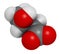 Beta-hydroxybutyric acid (beta-hydroxybutyrate) molecule. 3D rendering. Atoms are represented as spheres with conventional color