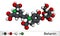 Betanin, molecule. It is betalain plant pigment, red glycosidic food dye, E162. Molecular model. 3D rendering