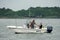 Bethany Beach, Delaware, U.S - July 4, 2020 - Anglers on the small boat fishing for flounder near Indian River Inlet