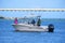 Bethany Beach, Delaware, U.S.A - September 2, 2019 - Anglers on the boat fishing for flounder near Indian River Inlet in the