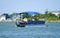 Bethany Beach, Delaware, U.S.A - September 2, 2019 - Anglers on the pontoon boat fishing for flounder near Indian River Inlet in