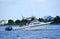 Bethany Beach, Delaware, U.S.A - September 2, 2019 - A fishing boat on the Indian River Inlet in the hot summer day