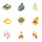 Betrothal icons set, isometric style