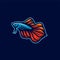 Betta fish vector. beautiful red and blue betta fish fighter guppy logo mascot design Vector