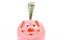 Better way to bank. Piggy bank adorable pink pig close up. Finances and investments bank. Accounting personal accountant