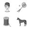 Betting, cosmetology, hairdresser and other monochrome icon in cartoon style. animal, horse racing, business icons in