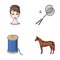 Betting, cosmetology, hairdresser and other web icon in cartoon style. animal, horse racing, business icons in set