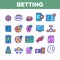 Betting Football Game Color Vector Icons Set