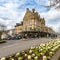 The Betty\\\'s Tea Room and cafe with floral display in Harrogate, North Yorkshire