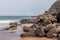 Beutiful beach with big rocks Asturias, Spain