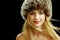 Beutiful blonde in fur hat