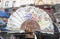 A beutiful painted spanish hand fan isolated in a souvenir shop in the country