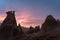 Beutiful shape rocks in Capadocia at sunset in magic valley