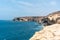 Beutiful view of the sea from the geopark of Cuaves de Ajuy, Spain