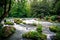 A beutiful waterfall with lots of green around it.