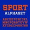 Beveled alphabet vector font. Retro sport style typeface for your design.