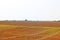 Beveled haystack, summer, straw wrapped on the field