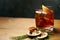 Beverage cocktail with cognac or whiskey cola