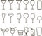 Beverage, cocktail, drinks vector, thin black line symbol icon. Juice, water, beer, wine, cognac emblems, alcohol cocktails