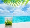 Beverage mojito drik in tropical turquoise sea