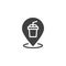 Beverages bar location pin vector icon