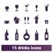 Beverages, Cocktails And Coffee Vector Icons