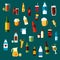 Beverages, cocktails and drinks flat icons