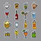 Beverages stickers set