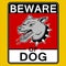 Beware of angry dog pop art vector illustration
