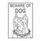 Beware of angry dog sketch engraving vector