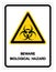 Beware Biological Hazard Symbol Sign ,Vector Illustration, Isolate On White Background Label .EPS10