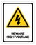 Beware High Voltage Symbol Sign, Vector Illustration, Isolate On White Background Label. EPS10